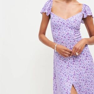 Reformation Baxley Floral Purple Dress